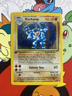 Pokemon Machamp 8/102 1st Edition - Base Set Holo - LP+ - Image 1