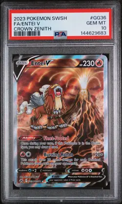 2023 POKEMON SWORD & SHIELD CROWN ZENITH #GG36 FULL ART/ENTEI V PSA 10 - Image 1