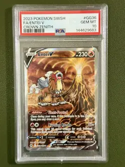 2023 POKEMON SWORD & SHIELD CROWN ZENITH #GG36 FULL ART/ENTEI V PSA 10 - Image 4