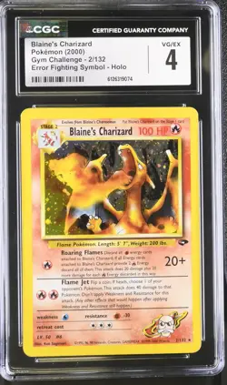 CGC 4 Blaine's Charizard 2000 Gym Challenge 2/132 Holo Pokemon Card - Image 1