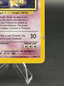 Alakazam 1/102 Holo Rare Pokemon Base Set Unlimited (DMG) - Image 3