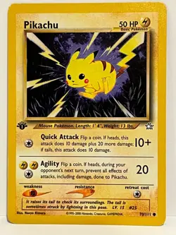 Vintage 2000 Pokemon TCG Neo Genesis PIKACHU NON-HOLO 70/111 1st Edition English - Image 1