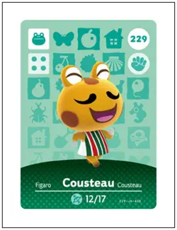 229 Cousteau, Animal Crossing Amiibo Card - Series 3, Authentic, NM - Image 1