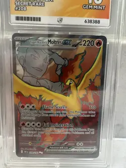 Team Rockets Moltres EX #208/182 Destined Rivals Ace Gem Mint 10 Pokemon Slab - Image 1