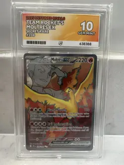 Team Rockets Moltres EX #208/182 Destined Rivals Ace Gem Mint 10 Pokemon Slab - Image 2