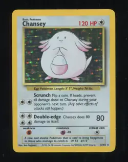 Chansey 003/102 Base Set Holo Pokemon TCG WOTC Vintage MP - Image 1