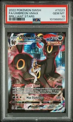 2022 Pokemon SWSH #TG23 FA/Umbreon VMAX Brilliant Stars PSA 10 - Image 1