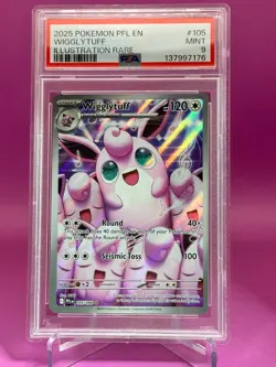 2025 POKEMON PFL EN-PHANTASMAL FLAMES ILLUSTRATION RARE #105 WIGGLYTUFF PSA 9 - Image 2