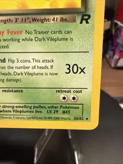 Pokemon TCG Dark Vileplume 30/82 1st Edition Non Holo Rocket LP - Image 5