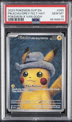 2023 POKEMON SVP EN-SV BLACK STAR PROMO #085 PIKACHU WITH GREY FELT HAT PSA 10 - Image 1