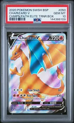CHARIZARD V 2020 Pokemon #SWSH050 PSA 10 GEM-MINT Champion's Path ETB PROMO - Image 1