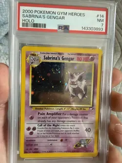 Pokemon TCG Sabrina's Gengar Holo Rare Card 14/132 Gym Heroes PSA 7 with Swirl - Image 1