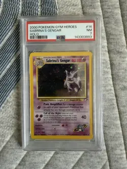 Pokemon TCG Sabrina's Gengar Holo Rare Card 14/132 Gym Heroes PSA 7 with Swirl - Image 3