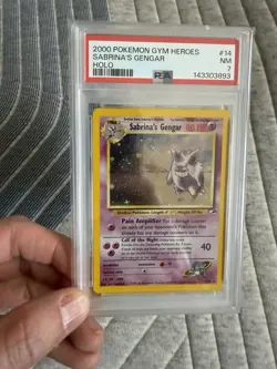 Pokemon TCG Sabrina's Gengar Holo Rare Card 14/132 Gym Heroes PSA 7 with Swirl - Image 4