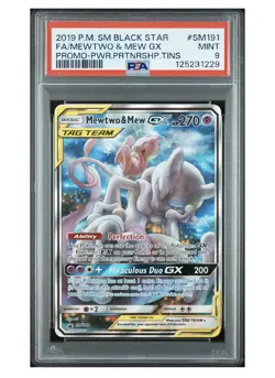 Pokemon Mewtwo & Mew GX SM191 Holo Card TCG Collectible - Image 1
