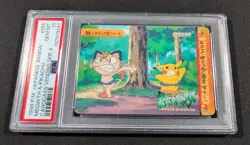 Pokemon Japanese Bandai Meowth & Pikachu #255 PSA 10 GEM MINT Carddass Anime 8 - Image 1