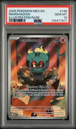 2025 POKEMON MEG EN-MEGA EVOLUTION ILLUSTRATION RARE #146 MARSHADOW PSA 10 - Image 1