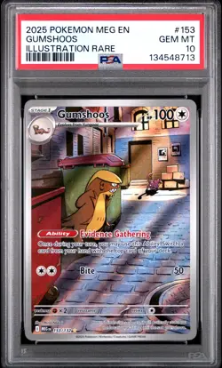 2025 POKEMON MEG EN-MEGA EVOLUTION ILLUSTRATION RARE #153 GUMSHOOS PSA 10 - Image 1