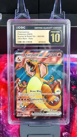 CGC PRISTINE 10 Charizard ex 183/165 Sv: Scarlet & Violet 151 Holo Pokemon TCG - Image 1
