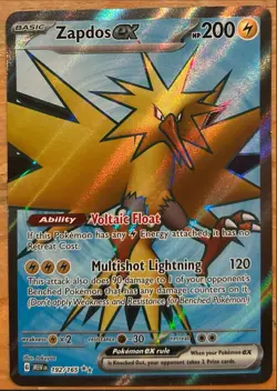 Zapdos ex 192/165 Scarlet & Violet 151 Full Art Ultra Rare Holo Pokemon Card NM - Image 1