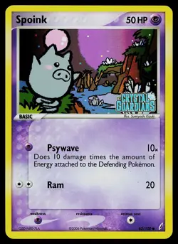 Pokemon Card - Spoink Crystal Guardians 62/100 Common Reverse Holo Stamped - Image 1