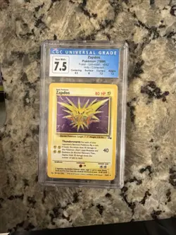 1999 Pokemon Fossil Unlimited Zapdos Holo #15 15/62 Rare CGC 7.5 NM-MT+ - Image 1