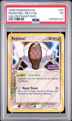 PSA 1 2006 Pokemon EX Holon Phantoms Registeel Reverse Holo Foil STAMPED 29/110 - Image 1
