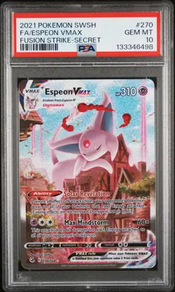 2021 Pokemon Sword & Shield Fusion Strike Espeon VMAX Fa -Secret PSA 10 #270 - Image 1