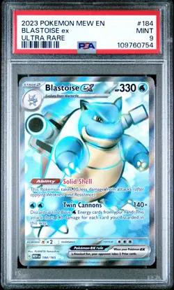 2023 Pokemon Mew EN-151 Blastoise EX Ultra Rare PSA 9 #184 - Image 1
