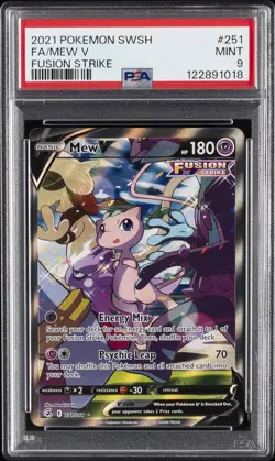2021 POKEMON SWORD & SHIELD FUSION STRIKE #251 FULL ART/MEW V PSA 9 - Image 1
