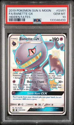 2019 Pokemon Sun & Moon Hidden Fates Banette GX Fa Hidden Fates PSA 10 #SV61 - Image 1