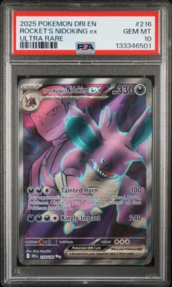 2025 Pokemon Dri EN-Destined Rivals Rocket's Nidoking EX Ultra Rare PSA 10 #216 - Image 1
