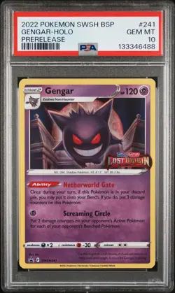 2022 Pokemon Swsh Black Star Promo Gengar Holo Prerelease PSA 10 #241 - Image 1