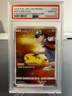 Pokemon TCG PSA 10 GEM MINT Red's Pikachu 270/SM-P Promo Japanese - Image 1