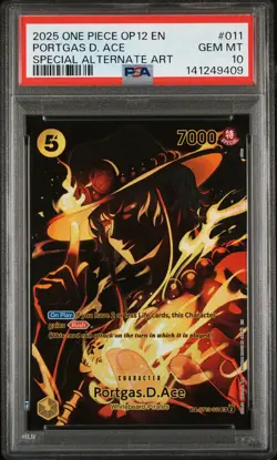 2025 One Piece Op12 Master Portgas D. Ace Special Alternate Art PSA 10 #011 - Image 1