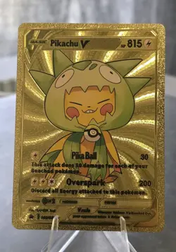 Pokemon Pikachu V 815hp Gold Foil Fan Art Collector Card TCG - Image 1