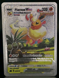 Pokemon Flareon VMAX 320hp Silver Foil Fan Art Collector Card TCG - Image 1