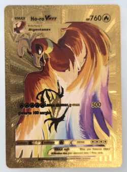 Pokemon Ho-ro (Ho-Oh) VMAX 760hp Gold Foil Fan Art Collector Card TCG - Image 1