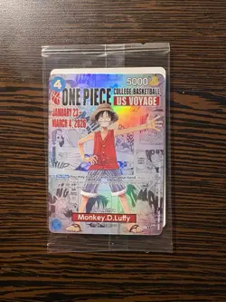 One Piece Monkey.D.Luffy (055) College Basketball US Voyage Promo Card SEALED - Image 1