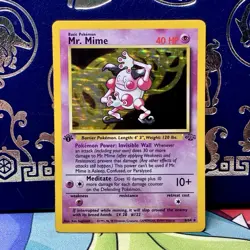 Pokemon Mr. Mime 6/64 Jungle Holo Rare 1st Edition English Card 1999 NM/M - Image 1