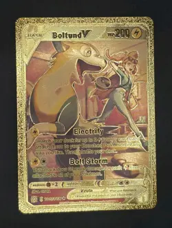 Pokemon Boltund V 200hp Gold Foil Fan Art Collector Card TCG - Image 1