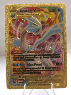 Pokemon Kyurem VMAX 330hp Gold Foil Fan Art Collector Card TCG - Image 1