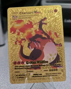 Pokemon Charizard VMAX 350hp Gold Foil Fan Art Collector Card TCG - Image 1