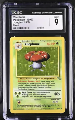 Vileplume Pokemon TCG Jungle Holo Card #15/64 Unlimited Rare CGC 9 - Image 2