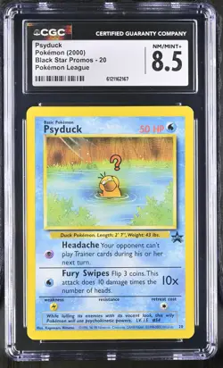 CGC 8.5 Psyduck 2000 Black Star Promos 20 Pokemon League Pokemon Card - Image 1