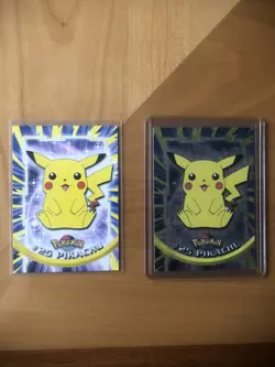 2 PIKACHU Pokemon TOPPS Cards #25 TV Animation Black Logo- Foil and Non-Foil Lot - Image 1