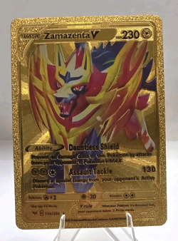 Pokemon Zamazenta V 230hp Gold Foil Fan Art Collector Card TCG - Image 1