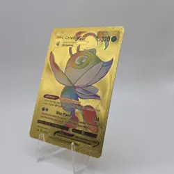 Pokemon Celebi VMAX 310hp GOLD Foil Fan Art Collector Card TCG Rainbow - Image 3