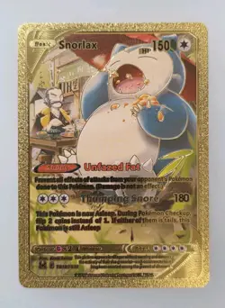 Pokemon Snorlax 150hp Gold Foil Fan Art Collector Card TCG - Image 1