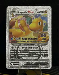 Pokemon Dragonite VSTAR 280hp Silver Foil Fan Art Collector Card TCG Pokemon Go - Image 1